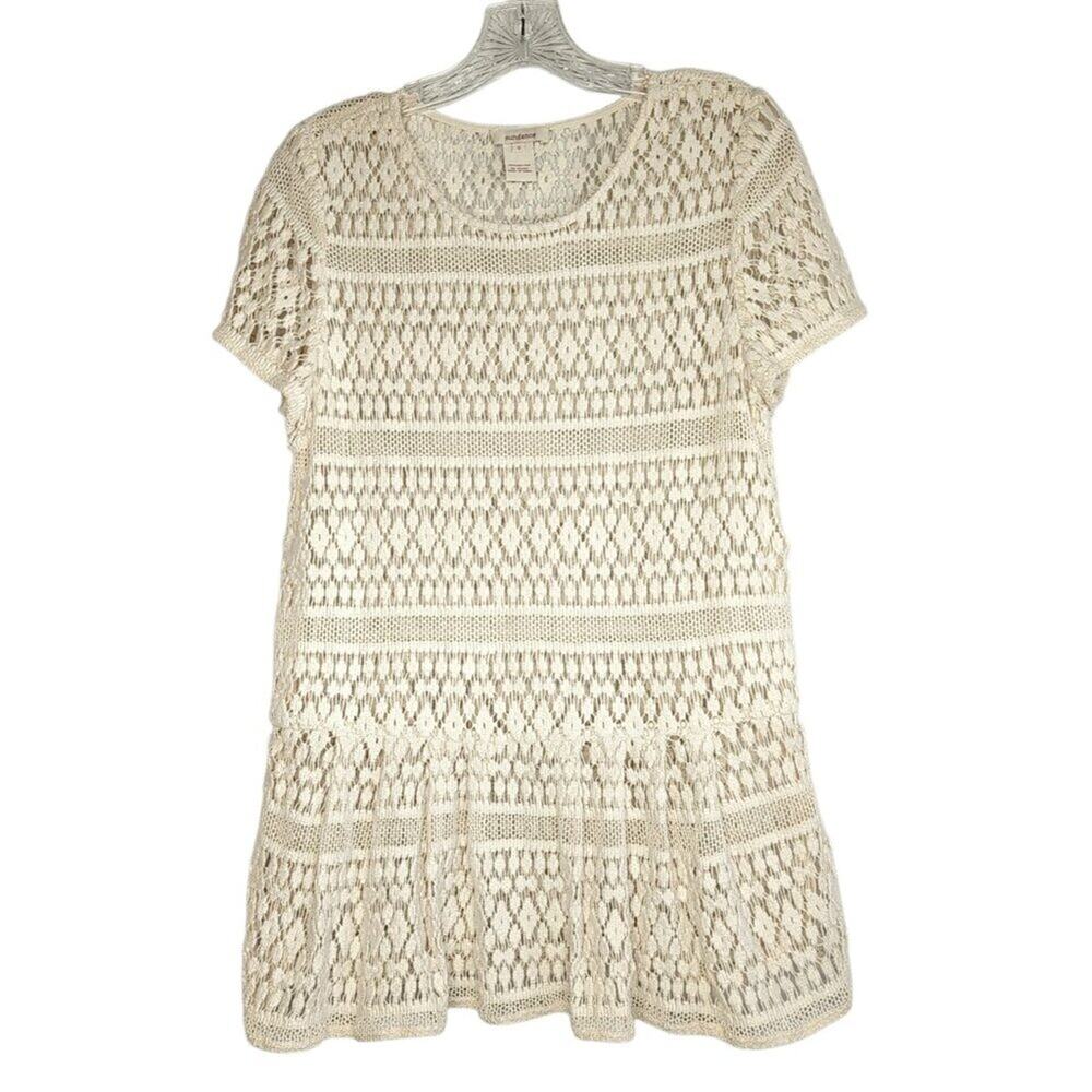 Sundance Cream Sheer Lacey Peplum Top, size small, Boho, Casual, Spring/Summer